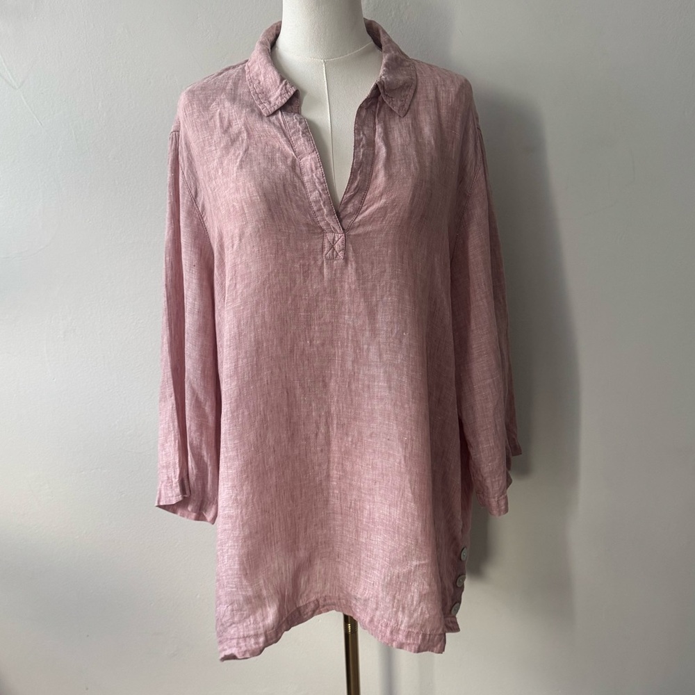 Sigrid Olsen Mauve Linen Tunic Top - Size 1X - Picture 3 of 14